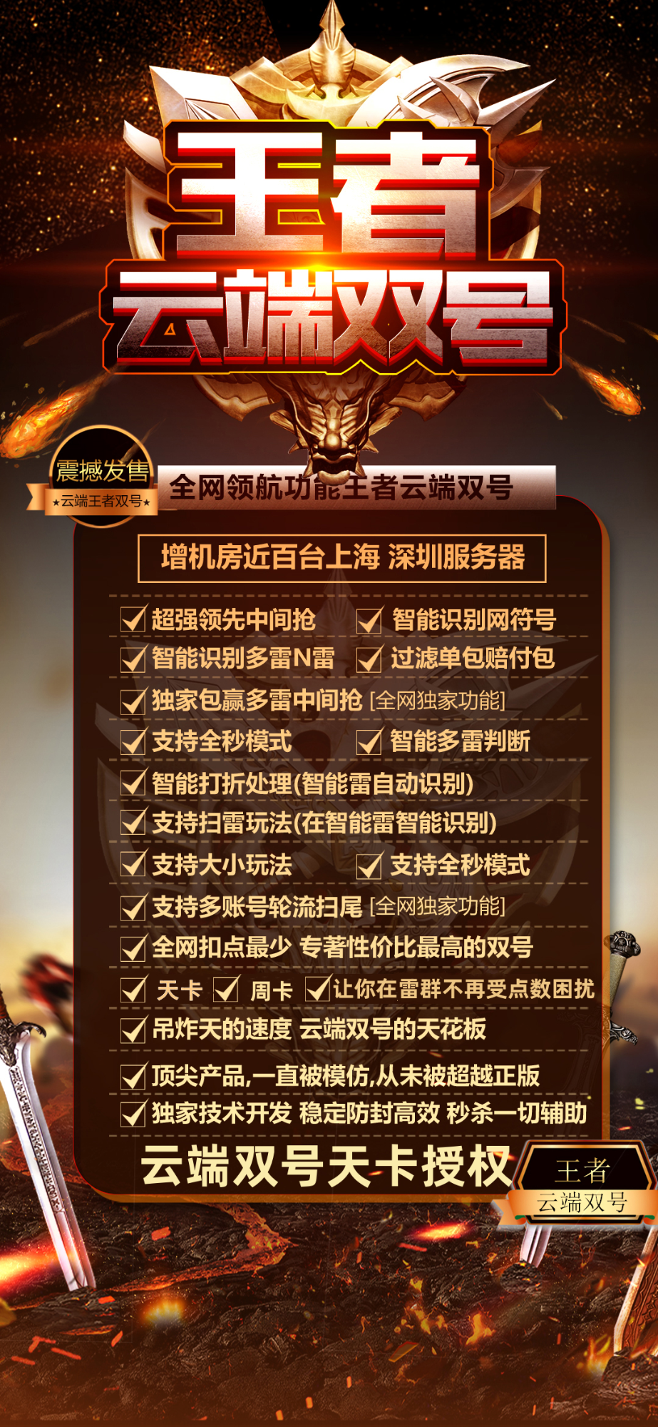 云端双号-王者官网-扫雷/红包群/微信红包黑科技-天卡授权